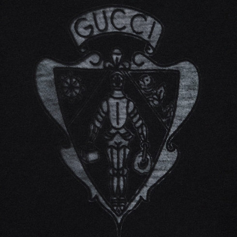 饰Gucci徽章针织棉T恤