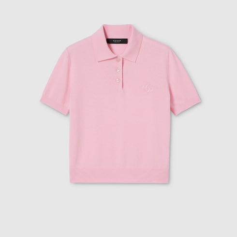 Knit wool polo shirt with embroidery