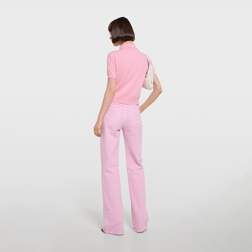 Knit wool polo shirt with embroidery