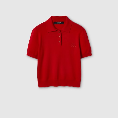 Polo en maille de laine avec broderie