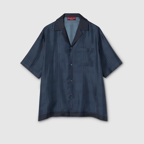Camicia bowling in twill di seta con stampa
