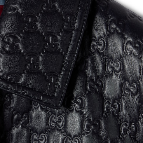 Chaqueta de piel con GG en relieve