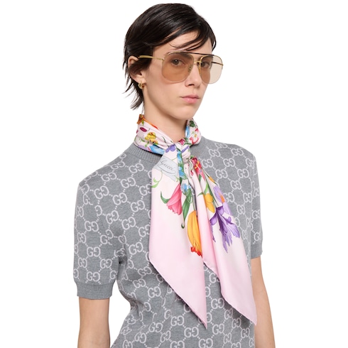 Printed silk twill carré