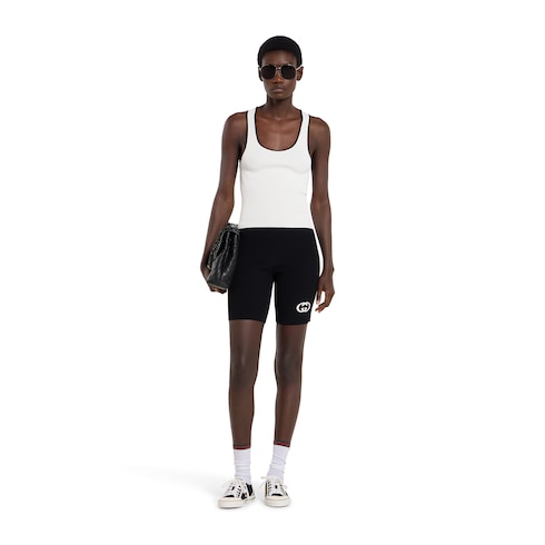 Ribbed tank top with intarsia