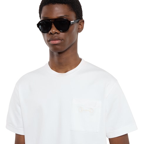 T-shirt en piqué de coton avec broderie