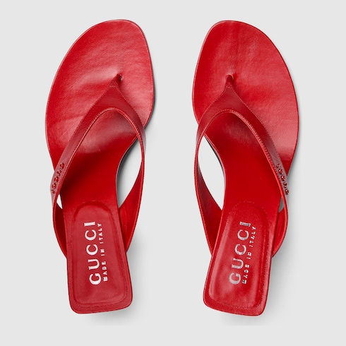 Women's Vittoria thong in red leather | GUCCI® US