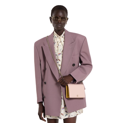 Zweifarbige GG Marmont Brieftasche mit Kettenriemen