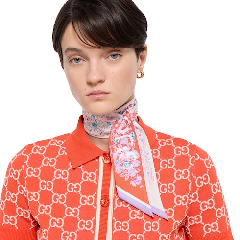 Printed silk twill ribbon