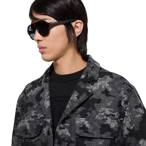 Giacca in cotone GG jacquard marmorizzato