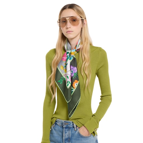 Printed silk twill carré