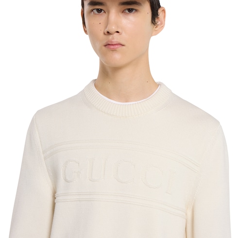 Maglione in maglia di cotone e lana con intarsio