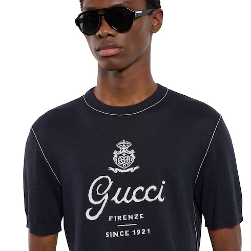 T-shirt en maille de soie et lin avec imprimé