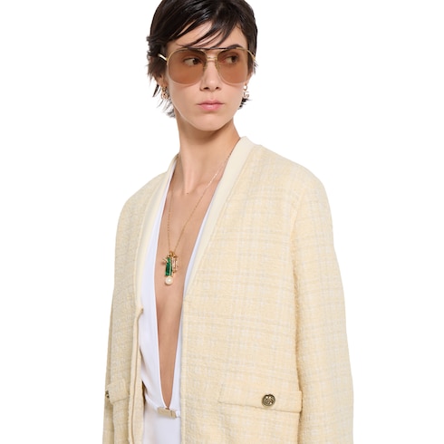 Chaqueta de tweed de algodón a cuadros