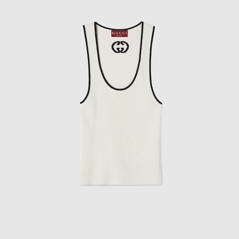 Ribbed tank top with intarsia