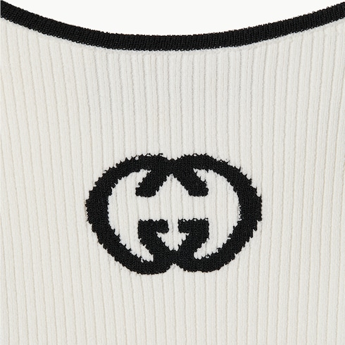 Ribbed tank top with intarsia