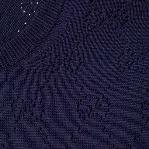 Cardigan en soie et coton à motif pointelle GG