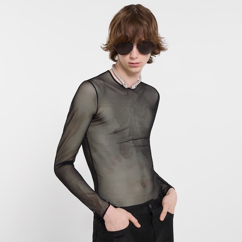 T-Shirt aus Jersey in Netzoptik