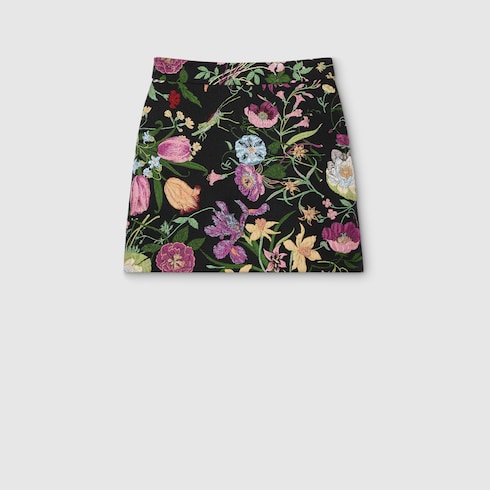 Mini-jupe en brocart de soie Gucci Flora