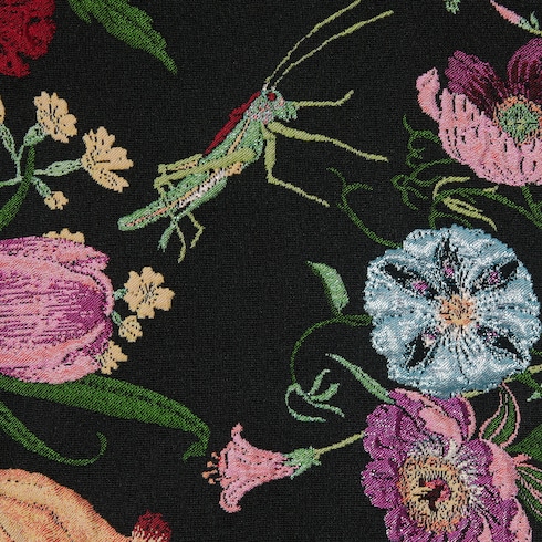 Gucci Flora 桑蚕丝锦缎迷你半身裙