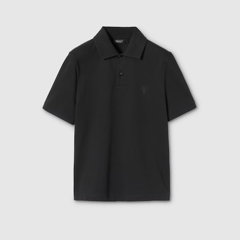 Cotton piquet polo shirt with embroidery