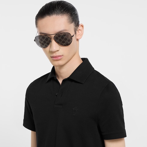 Cotton piquet polo shirt with embroidery