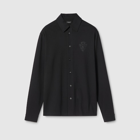 Cotton piquet shirt with embroidery