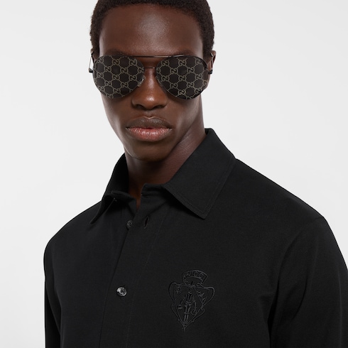 Chemise en piqué de coton avec broderie