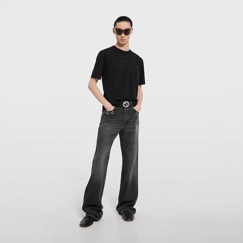 Cotton jersey T-shirt with devoré detail