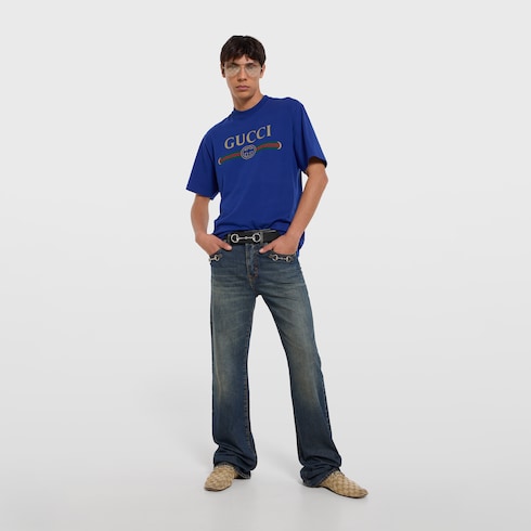 Playera de mezcla de jersey y seda con estampado