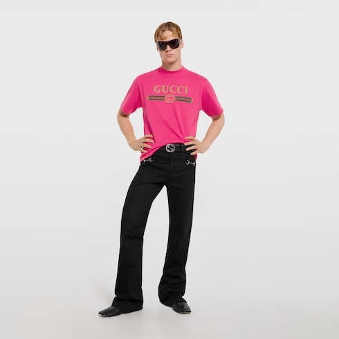 T-shirt in jersey di misto seta stampato