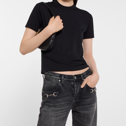 Pantalón de denim de algodón con Horsebit