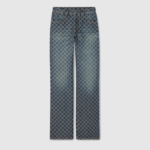 Hose aus GG Baumwolldenim-Jacquard