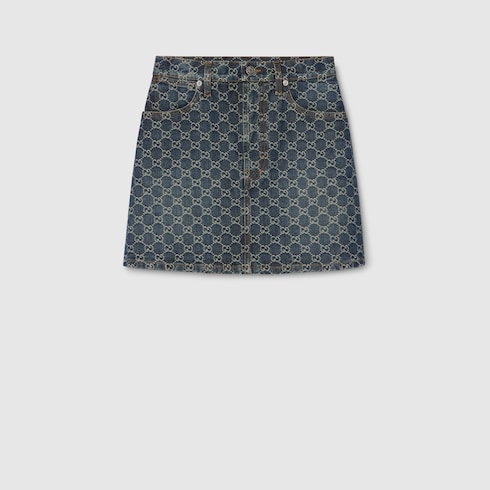 Mini-jupe en jacquard de denim de coton GG