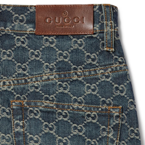 Mini-jupe en jacquard de denim de coton GG