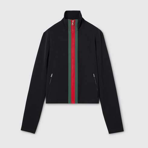 Chaqueta con cremallera y tribanda Web 