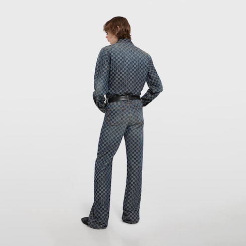 GG cotton denim jacquard pants