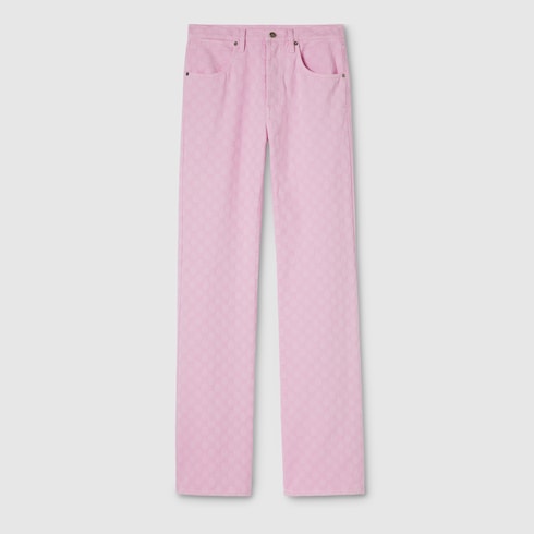 Pantalón de jacquard de denim teñido con GG