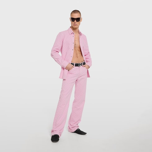 Pantalón de jacquard de denim teñido con GG