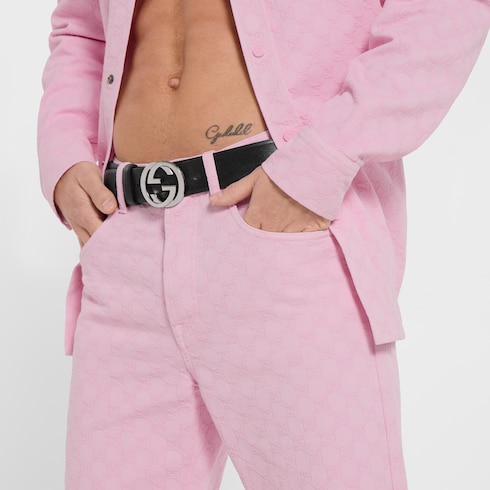 Pantalon en jacquard de denim de coton GG teint