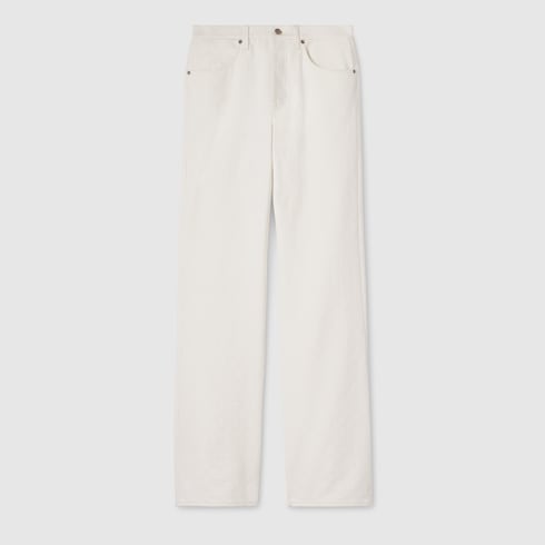 Pantalone in denim di cotone GG jacquard