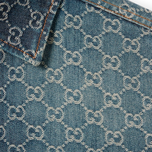Camisa de jacquard de mezclilla de algodón con GG