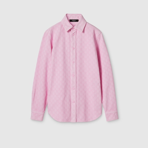 Camisa de jacquard de mezclilla de algodón con GG teñida