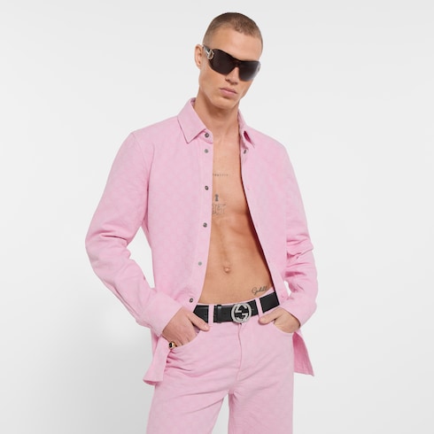 Camisa de jacquard de denim teñido con GG