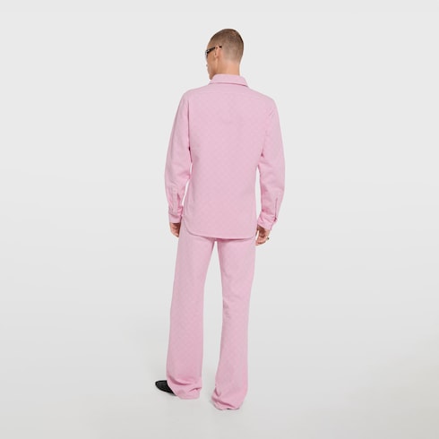 Camisa de jacquard de mezclilla de algodón con GG teñida