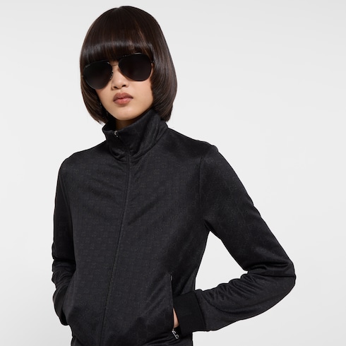 Chaqueta de jersey con diseño jacquard con GG y zipper