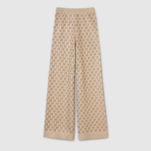 Pantalon décontracté en laine et cachemire avec cristaux