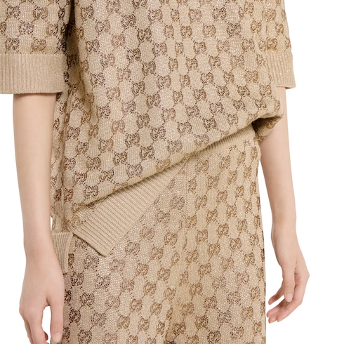 Pantalone leisure in lana cashmere con cristalli