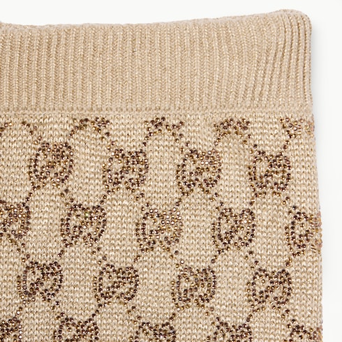 Pantalone leisure in lana cashmere con cristalli