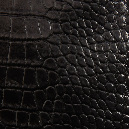 Crocodile-printed leather midi skirt