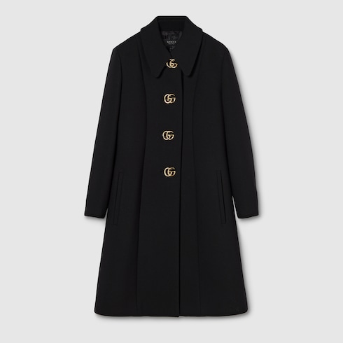 Wool natté coat with Double G button